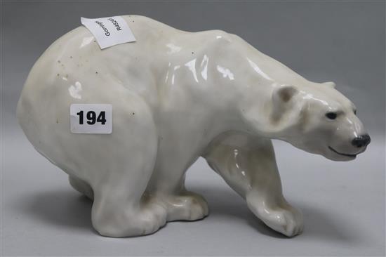 A Royal Copenhagen model of a polar bear, no.1137 L.28cm